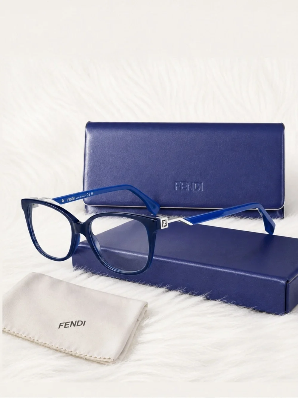 Fendi FF 0232 PJP Eyeglasses and Case | Blue Frame Made in Italy | Authenticated